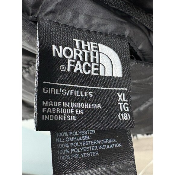 North Face Puffer Reversible Jacket Girl’s Youth XL 18 Cozy Sherpa Fleece Black - Picture 5 of 16